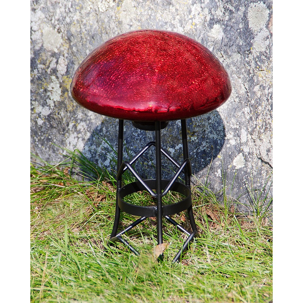 Achla Crackle Glass Toadstool Red